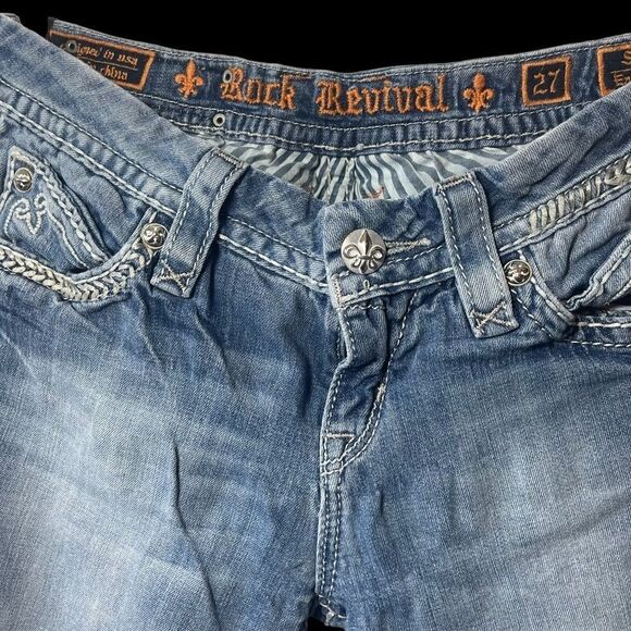 Rock Revival Sasha Thich Stitch Embellished Boot Cut Jeans Sz 27 - Picture 7 of 12